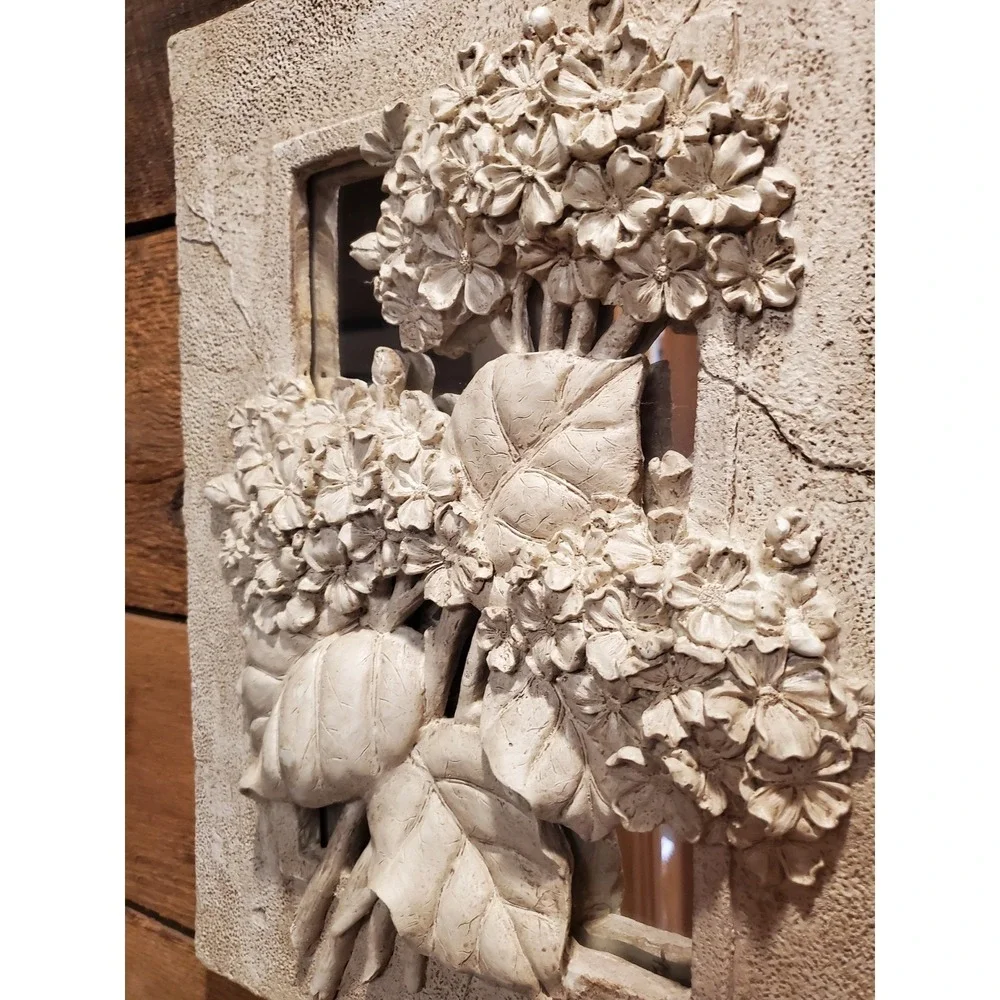 Vintage 3D Floral Mirror Wall Plaque Hydrangea 16